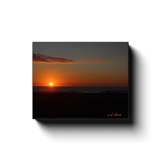 Gallery-wrapped canvas featuring a colorful October sunrise over the Atlantic Ocean at Virginia Beach, Virginia, photographed by a.d. elliott.